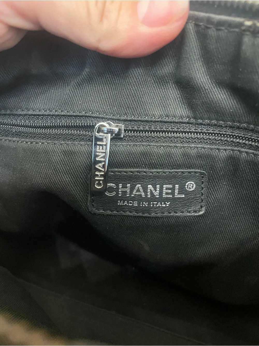 Chanel black large LAX lambskin shoulder bag gunmetal silver hardware plaque